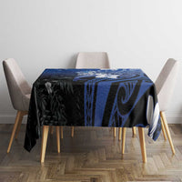 Polynesia Hammerhead Shark Tablecloth Blue Tribal Pattern With Plumeria - Polynesian Pride