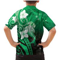 Polynesia Hammerhead Shark Family Matching Mermaid Dress and Hawaiian Shirt Green Tribal Pattern With Plumeria - Polynesian Pride