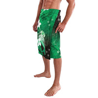 Polynesia Hammerhead Shark Lavalava Green Tribal Pattern With Plumeria - Polynesian Pride