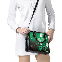 Polynesia Hammerhead Shark Shoulder Handbag Green Tribal Pattern With Plumeria - Polynesian Pride