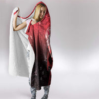 Polynesia Hammerhead Shark Hooded Blanket Red Tribal Pattern With Plumeria - Polynesian Pride