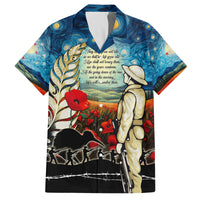 Kei Wareware Tatou New Zealand ANZAC Day Family Matching Tank Maxi Dress and Hawaiian Shirt Starry Night Inspo Style LT05 Dad's Shirt - Short Sleeve Blue - Polynesian Pride