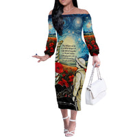 Kei Wareware Tatou New Zealand ANZAC Day Off The Shoulder Long Sleeve Dress Starry Night Inspo Style LT05 Women Blue - Polynesian Pride