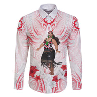 New Zealand Women's Day Family Matching Off Shoulder Long Sleeve Dress and Hawaiian Shirt Maori Wahine Polynesian Pattern LT05 Dad's Shirt - Long Sleeve White - Polynesian Pride