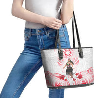 New Zealand Women's Day Leather Tote Bag Maori Wahine Polynesian Pattern