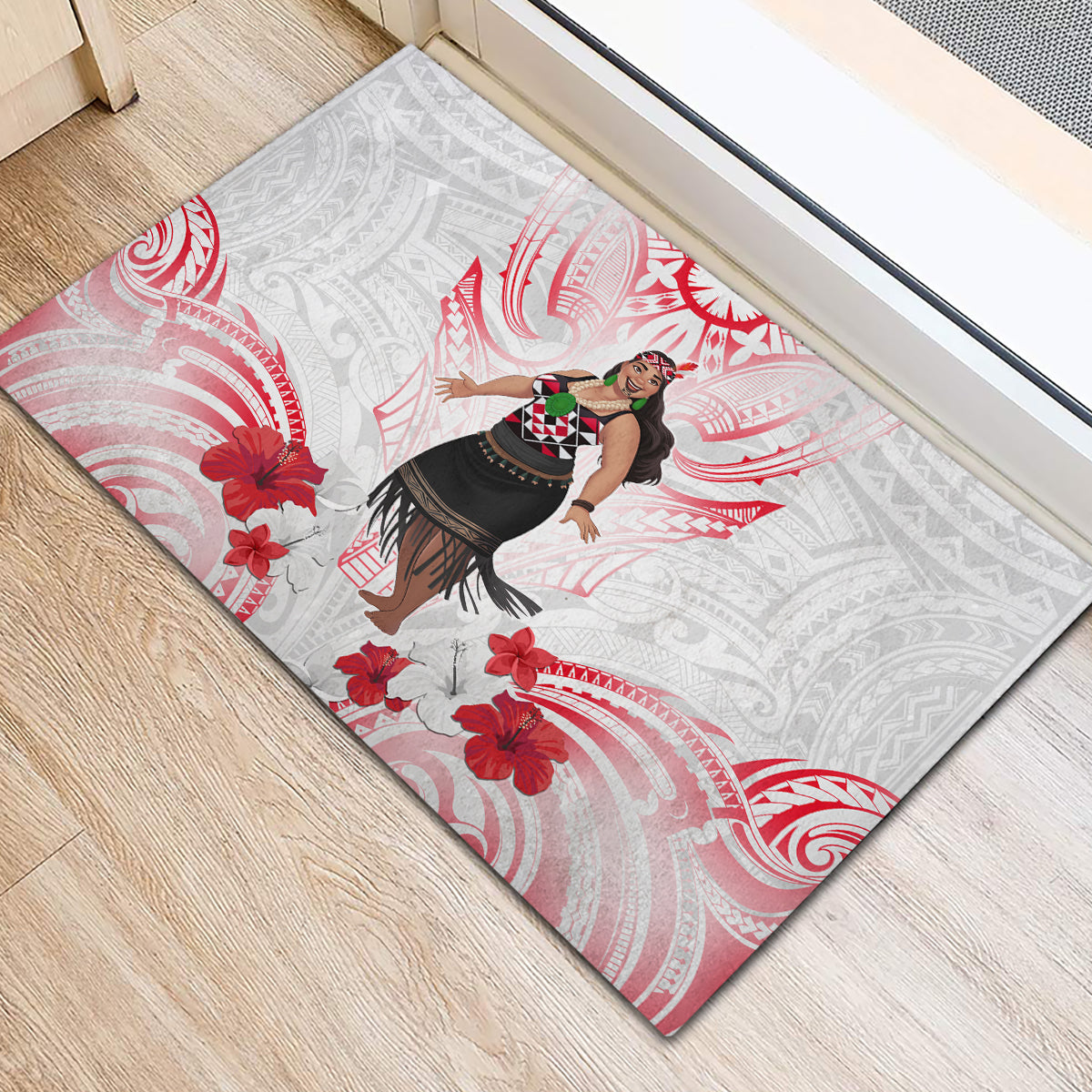 New Zealand Women's Day Rubber Doormat Maori Wahine Polynesian Pattern