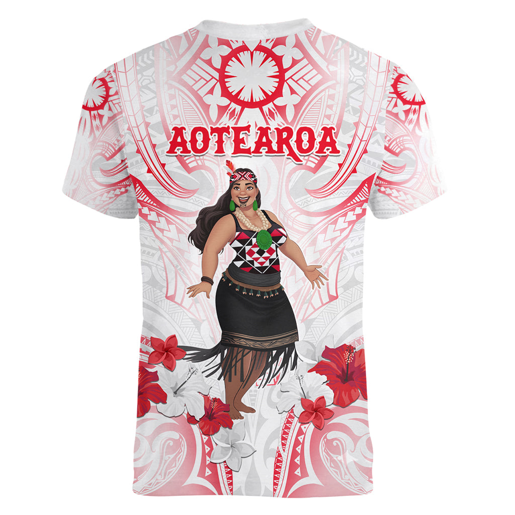 New Zealand Women's Day Women V Neck T Shirt Maori Wahine Polynesian Pattern LT05 - Polynesian Pride