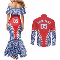 Custom Tuamotu Archipelago Couples Matching Mermaid Dress and Long Sleeve Button Shirt Polynesian Tribal Tattoo