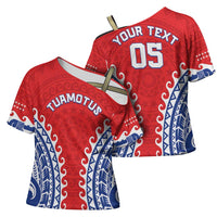 Custom Tuamotu Archipelago Cross Shoulder Shirt Polynesian Tribal Tattoo