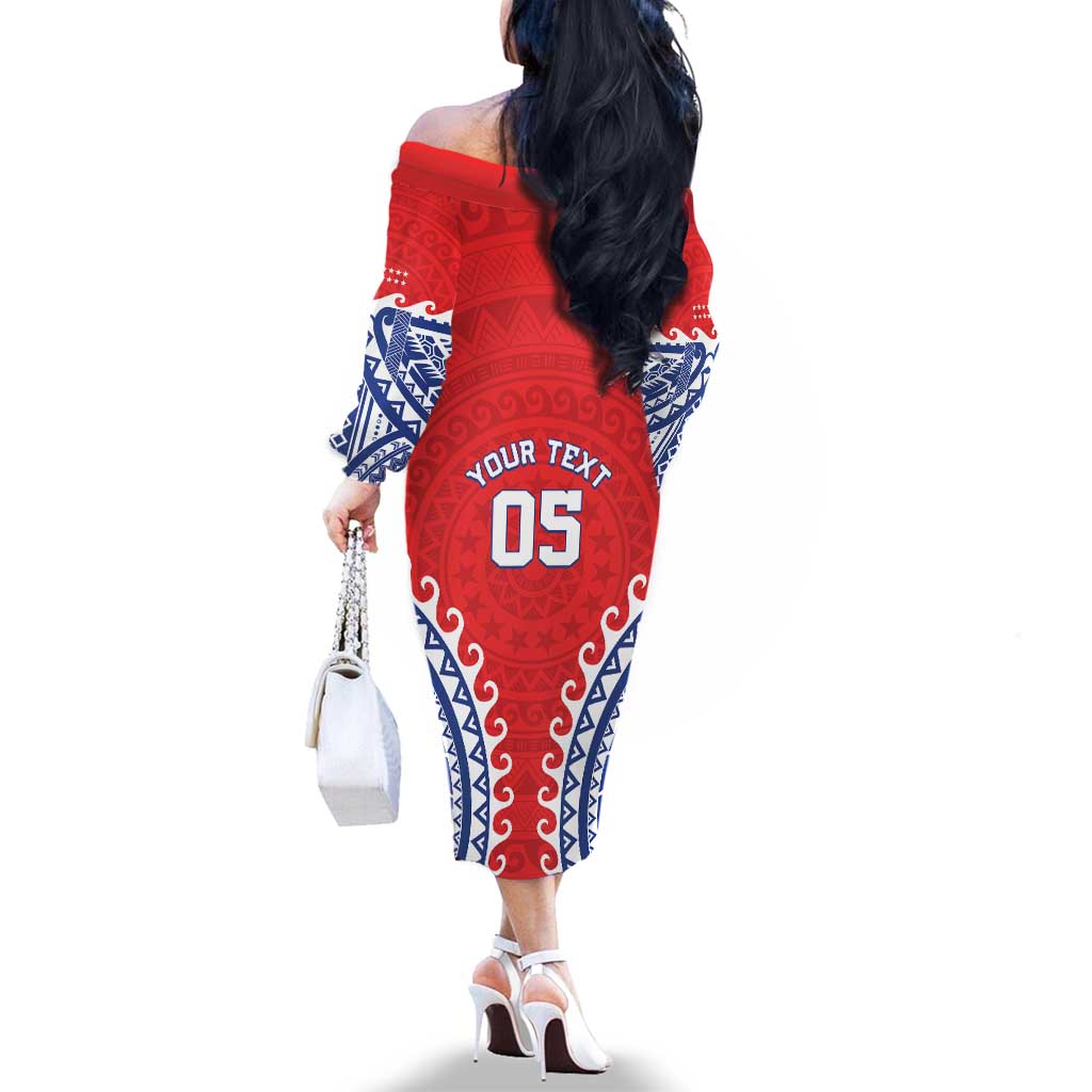 Custom Tuamotu Archipelago Family Matching Off The Shoulder Long Sleeve Dress and Hawaiian Shirt Polynesian Tribal Tattoo LT05 - Polynesian Pride