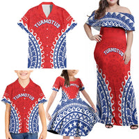 Custom Tuamotu Archipelago Family Matching Off Shoulder Maxi Dress and Hawaiian Shirt Polynesian Tribal Tattoo LT05 - Polynesian Pride