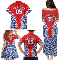 Custom Tuamotu Archipelago Family Matching Puletasi and Hawaiian Shirt Polynesian Tribal Tattoo