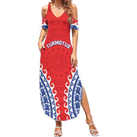 Custom Tuamotu Archipelago Family Matching Summer Maxi Dress and Hawaiian Shirt Polynesian Tribal Tattoo LT05 Mom's Dress Red - Polynesian Pride