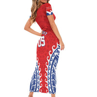 Custom Tuamotu Archipelago Short Sleeve Bodycon Dress Polynesian Tribal Tattoo
