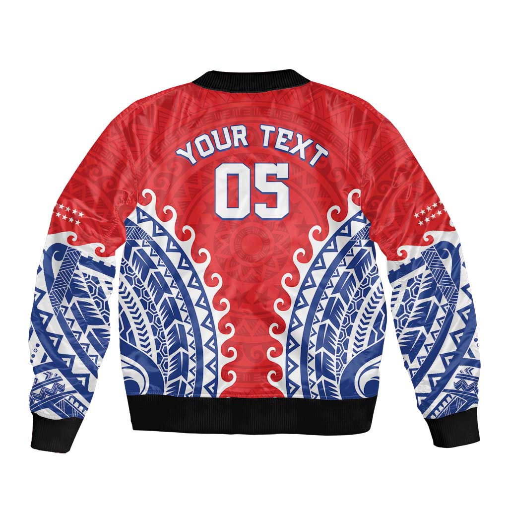 Custom Tuamotu Archipelago Sleeve Zip Bomber Jacket Polynesian Tribal Tattoo