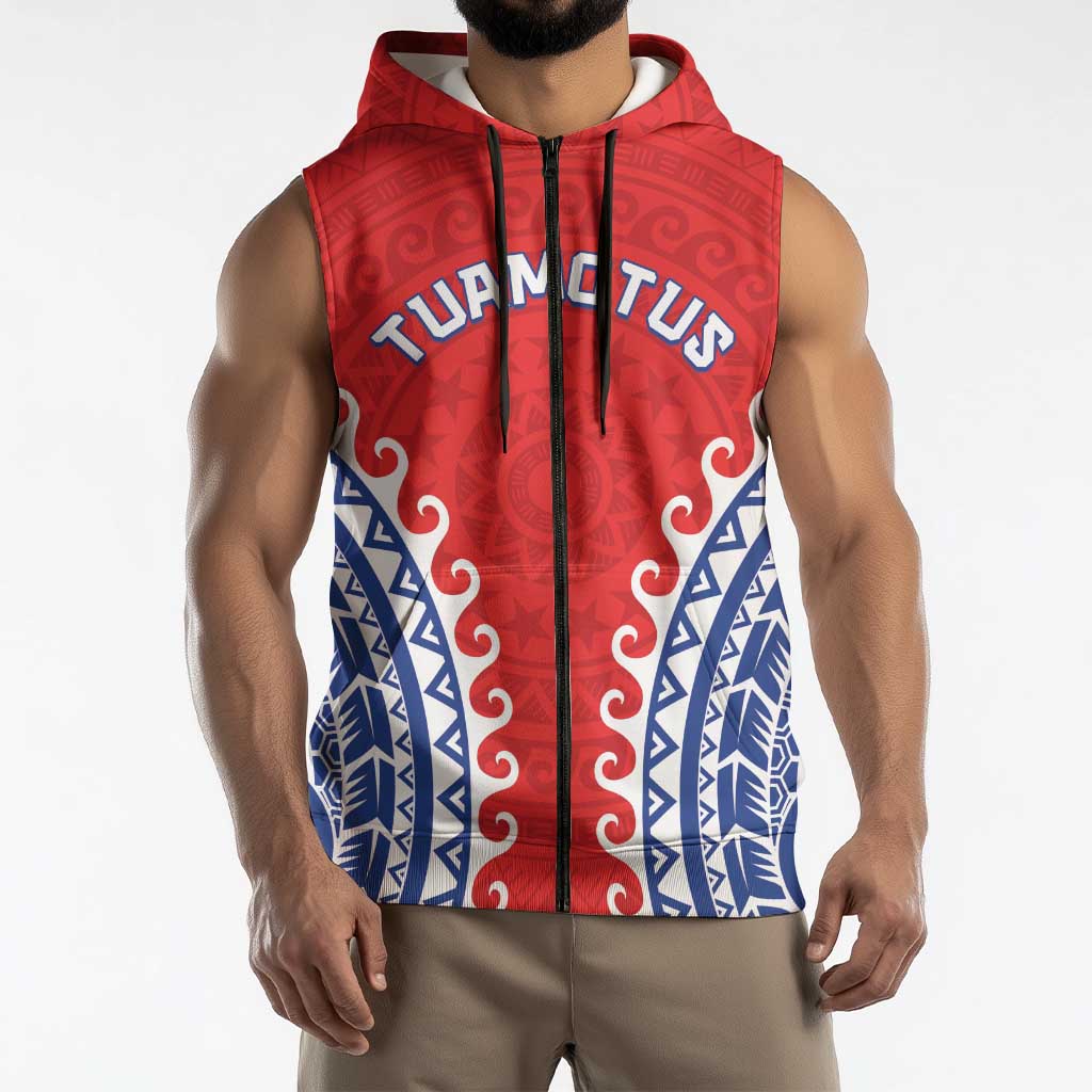 Custom Tuamotu Archipelago Sleeveless Zip Hoodie Polynesian Tribal Tattoo
