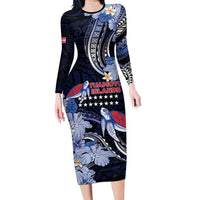 Tuamotu Islands Family Matching Long Sleeve Bodycon Dress and Hawaiian Shirt Polynesian Pattern With Turtle