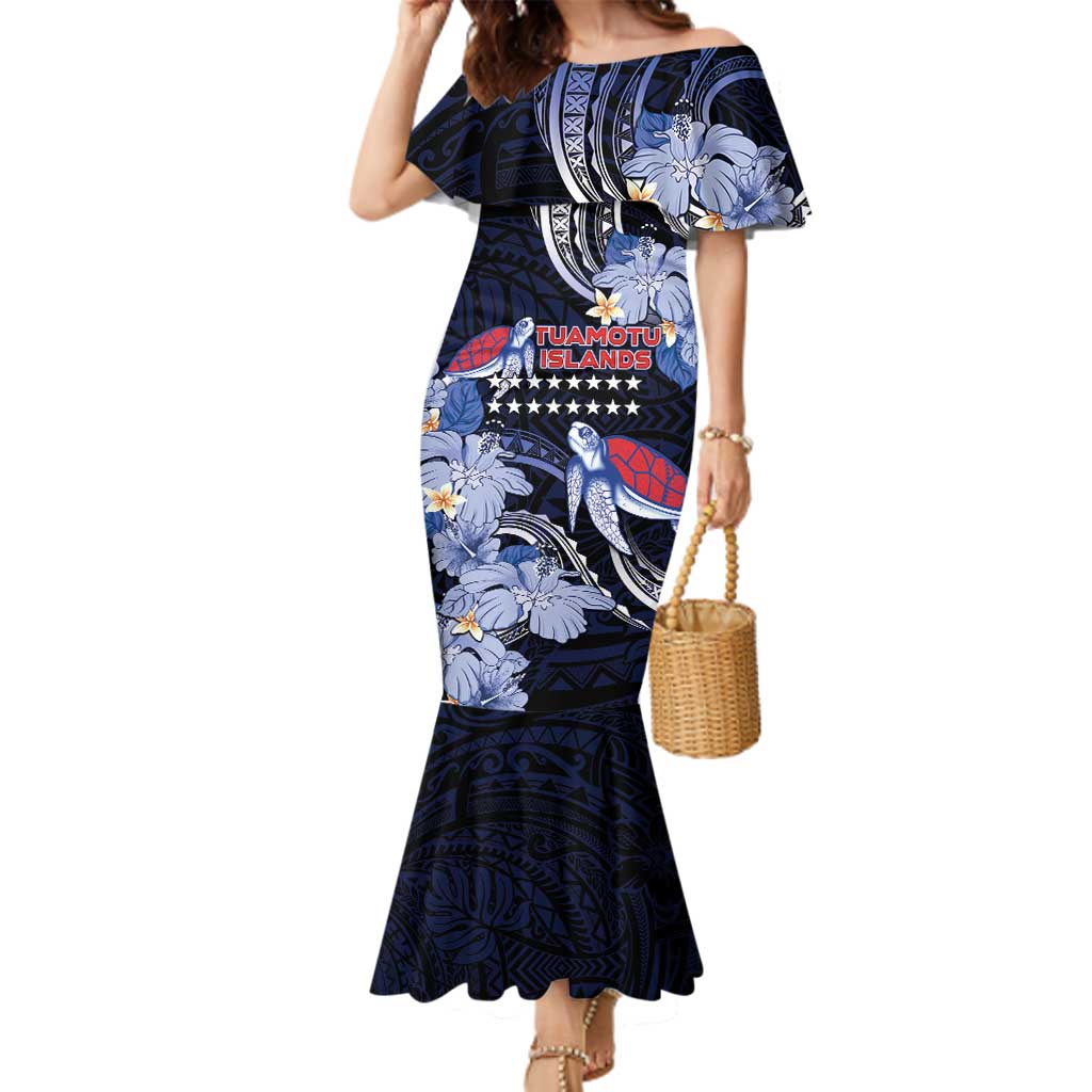 Tuamotu Islands Family Matching Mermaid Dress and Hawaiian Shirt Polynesian Pattern With Turtle