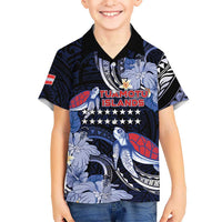 Tuamotu Islands Family Matching Off Shoulder Short Dress and Hawaiian Shirt Polynesian Pattern With Turtle