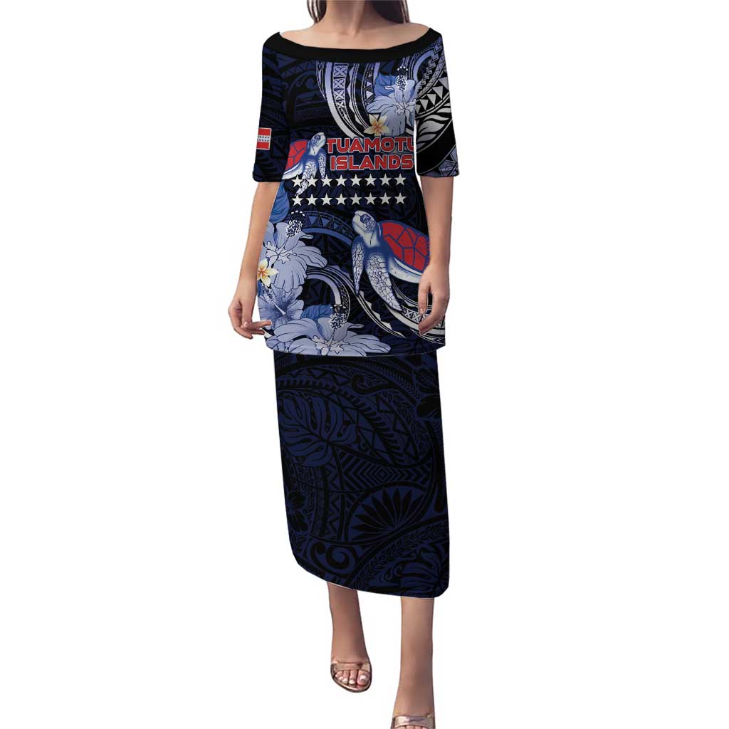 Tuamotu Islands Family Matching Puletasi and Hawaiian Shirt Polynesian Pattern With Turtle