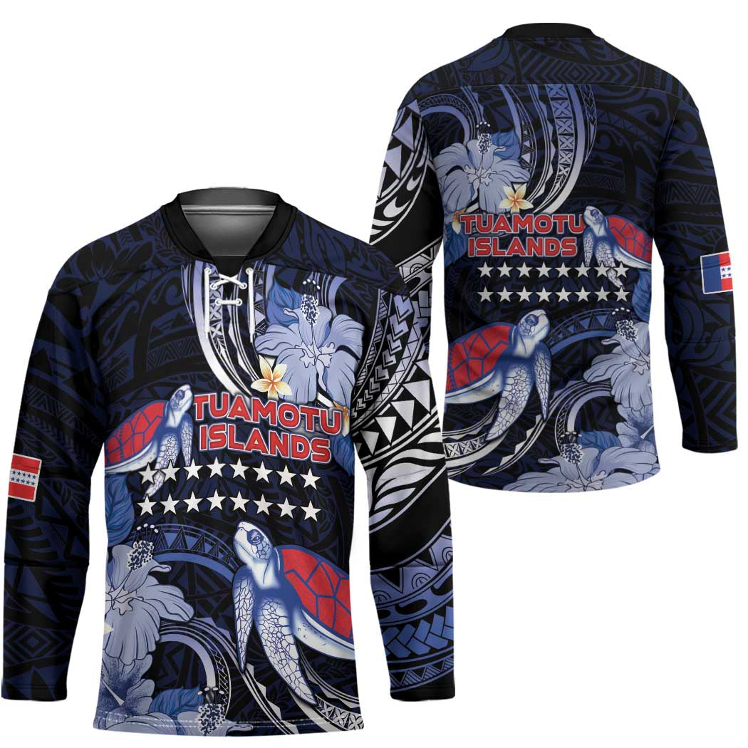 Tuamotu Islands Hockey Jersey Polynesian Pattern With Turtle