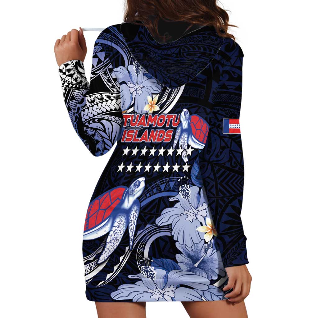 Tuamotu Islands Hoodie Dress Polynesian Pattern With Turtle