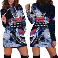 Tuamotu Islands Hoodie Dress Polynesian Pattern With Turtle
