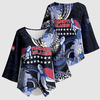 Tuamotu Islands Kimono Sleeve Blouse Polynesian Pattern With Turtle