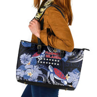 Tuamotu Islands Leather Tote Bag Polynesian Pattern With Turtle