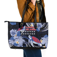 Tuamotu Islands Leather Tote Bag Polynesian Pattern With Turtle
