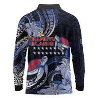 Tuamotu Islands Long Sleeve Polo Shirt Polynesian Pattern With Turtle