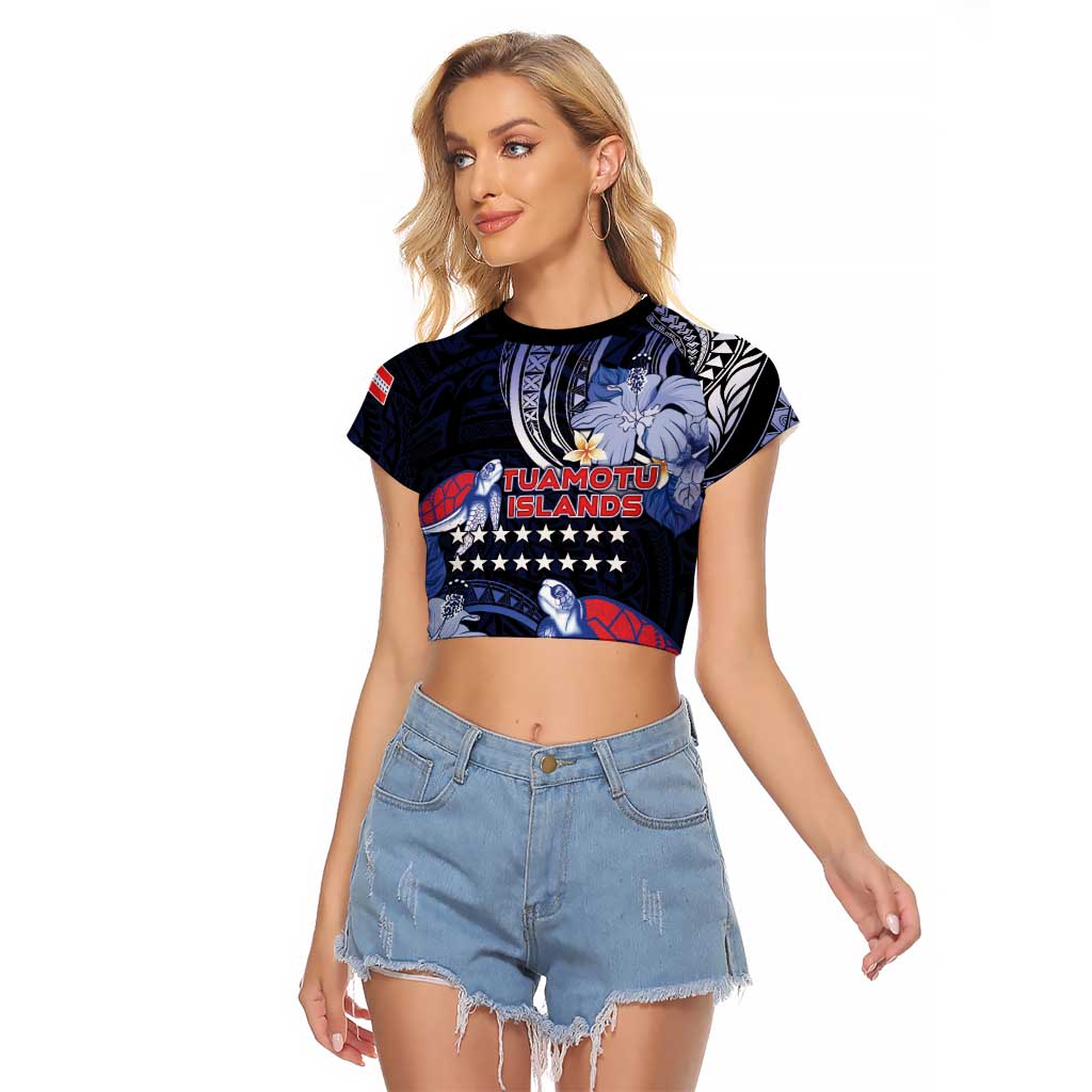 Tuamotu Islands Raglan Cropped T Shirt Polynesian Pattern With Turtle