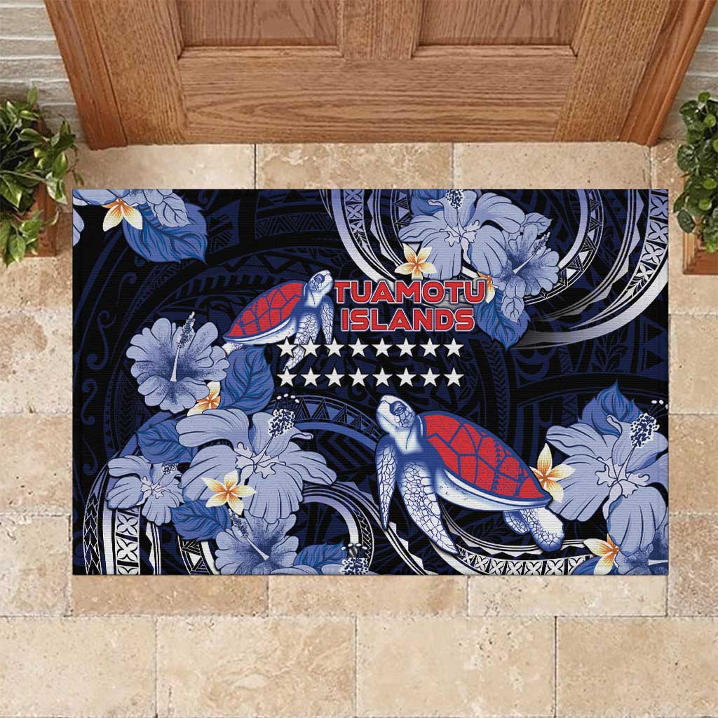 Tuamotu Islands Rubber Doormat Polynesian Pattern With Turtle