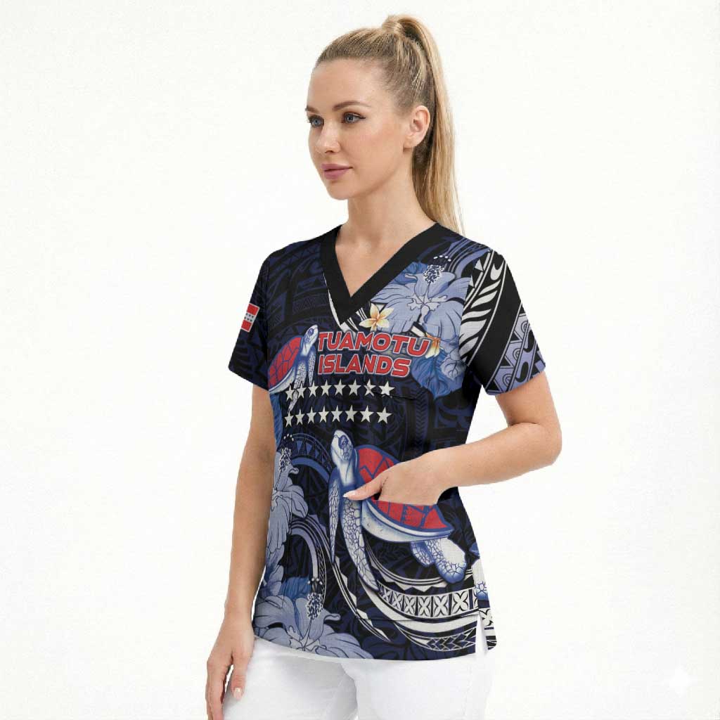 Tuamotu Islands Scrub Top Polynesian Pattern With Turtle