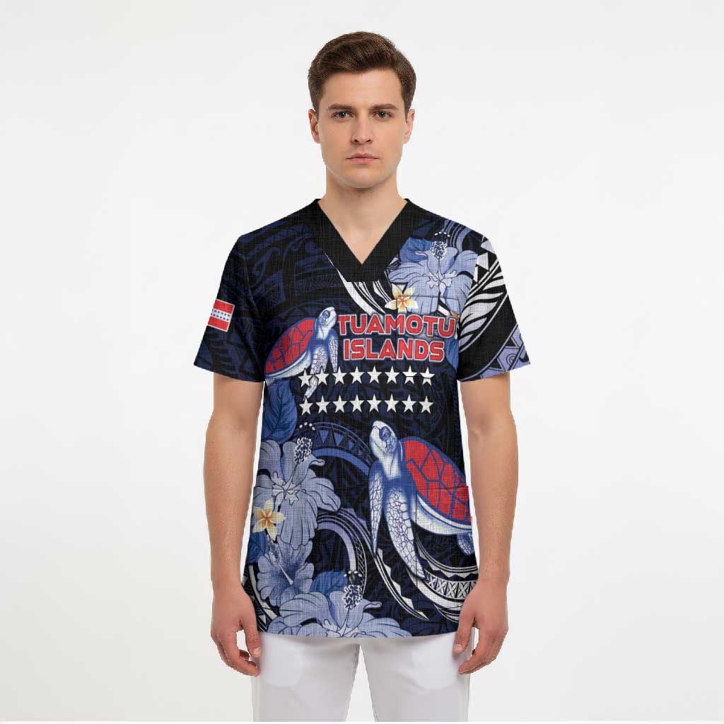 Tuamotu Islands Scrub Top Polynesian Pattern With Turtle