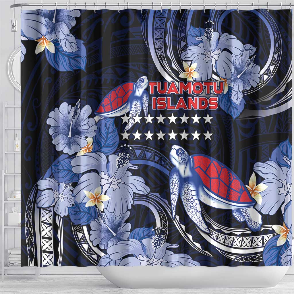 Tuamotu Islands Shower Curtain Polynesian Pattern With Turtle