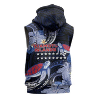 Tuamotu Islands Sleeveless Zip Hoodie Polynesian Pattern With Turtle