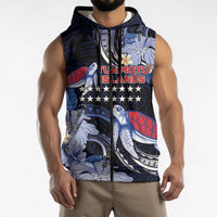 Tuamotu Islands Sleeveless Zip Hoodie Polynesian Pattern With Turtle