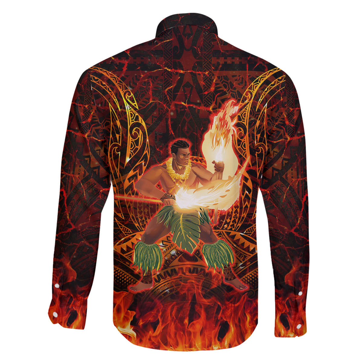 Samoa Siva Afi Festival Family Matching Off Shoulder Maxi Dress and Hawaiian Shirt Fire Knife Dancing LT05 - Polynesian Pride