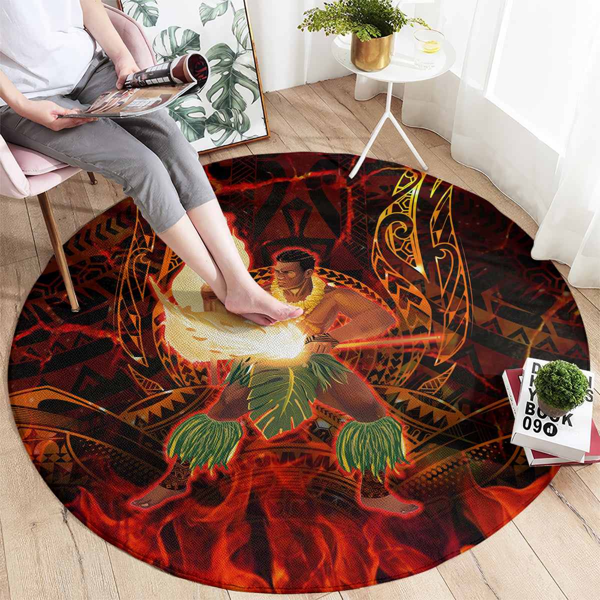 Samoa Siva Afi Festival Round Carpet Fire Knife Dancing