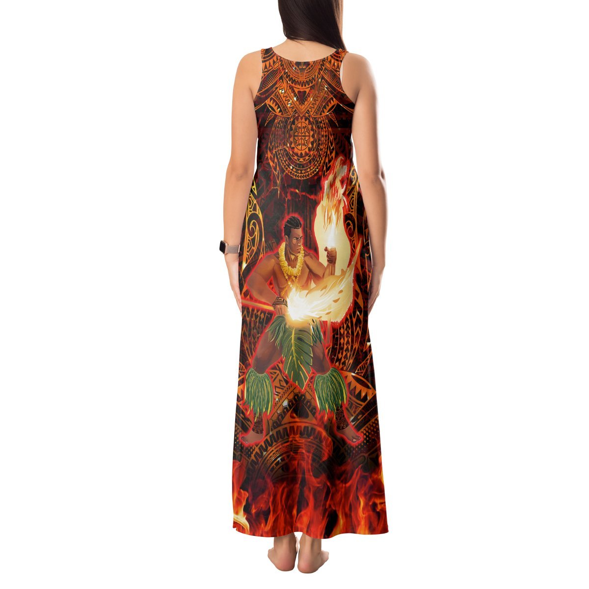 Samoa Siva Afi Festival Tank Maxi Dress Fire Knife Dancing LT05 - Polynesian Pride