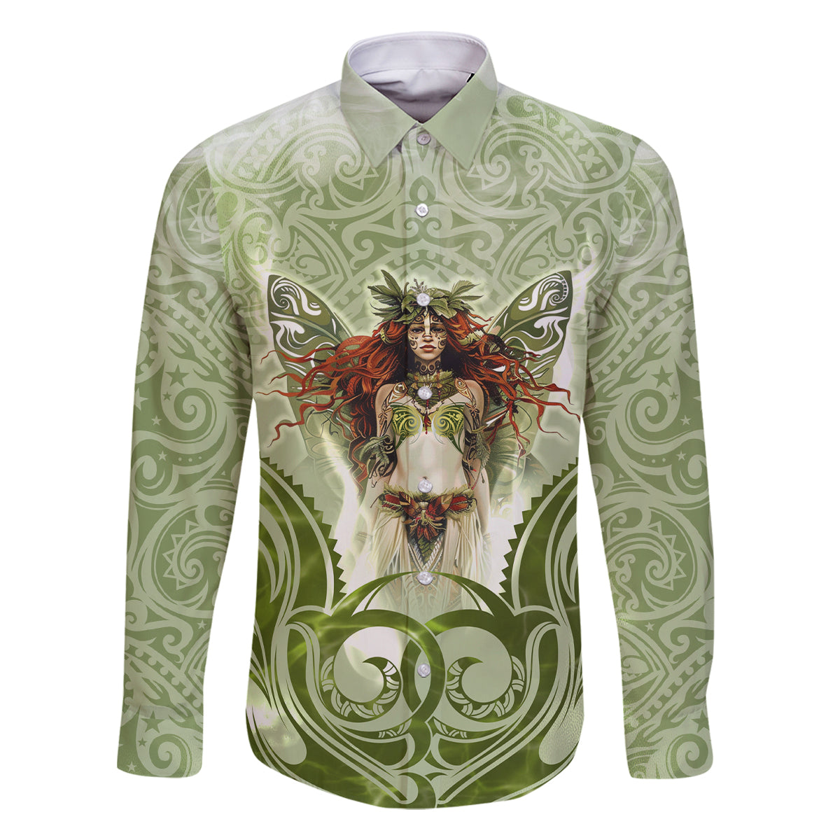 New Zealand Maori Fairy Patupaiarehe Family Matching Long Sleeve Bodycon Dress and Hawaiian Shirt Polynesian Style LT05 Dad's Shirt - Long Sleeve Red - Polynesian Pride