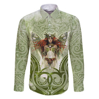 New Zealand Maori Fairy Patupaiarehe Family Matching Long Sleeve Bodycon Dress and Hawaiian Shirt Polynesian Style LT05 Dad's Shirt - Long Sleeve Red - Polynesian Pride