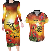 ANZAC Day Red Poppy Couples Matching Long Sleeve Bodycon Dress and Hawaiian Shirt Honoring The ANZAC Spirit LT05 Orange - Polynesian Pride