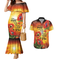 ANZAC Day Red Poppy Couples Matching Mermaid Dress and Hawaiian Shirt Honoring The ANZAC Spirit LT05 Orange - Polynesian Pride
