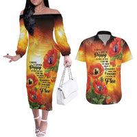 ANZAC Day Red Poppy Couples Matching Off The Shoulder Long Sleeve Dress and Hawaiian Shirt Honoring The ANZAC Spirit LT05 Orange - Polynesian Pride