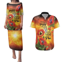 ANZAC Day Red Poppy Couples Matching Puletasi and Hawaiian Shirt Honoring The ANZAC Spirit