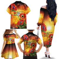 ANZAC Day Red Poppy Family Matching Off The Shoulder Long Sleeve Dress and Hawaiian Shirt Honoring The ANZAC Spirit LT05 - Polynesian Pride
