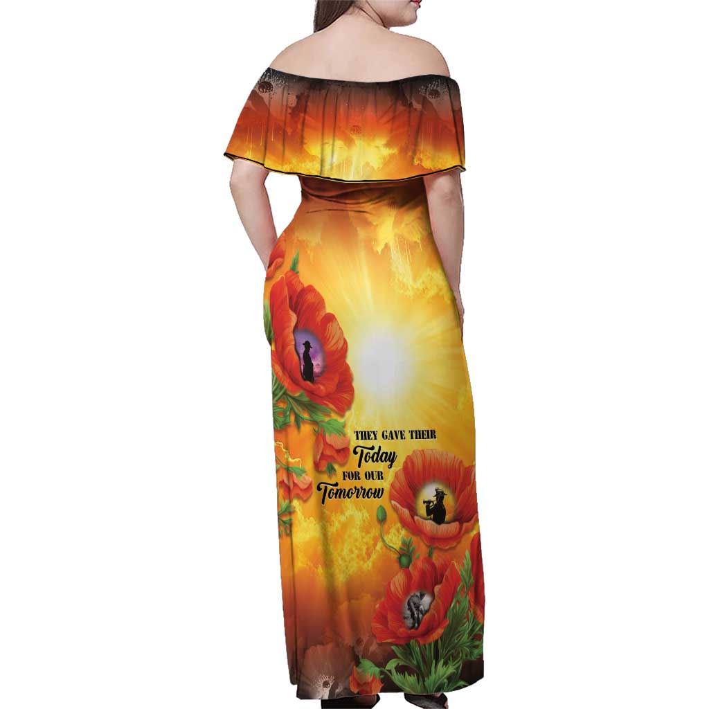 ANZAC Day Red Poppy Family Matching Off Shoulder Maxi Dress and Hawaiian Shirt Honoring The ANZAC Spirit LT05 - Polynesian Pride