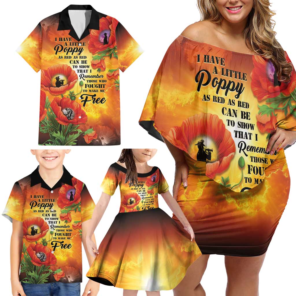ANZAC Day Red Poppy Family Matching Off Shoulder Short Dress and Hawaiian Shirt Honoring The ANZAC Spirit LT05 - Polynesian Pride